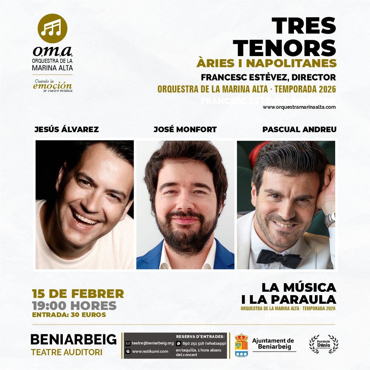Tres Tenors alcen el teló de la nova temporada de l’OMA a Beniarbeig – Copy